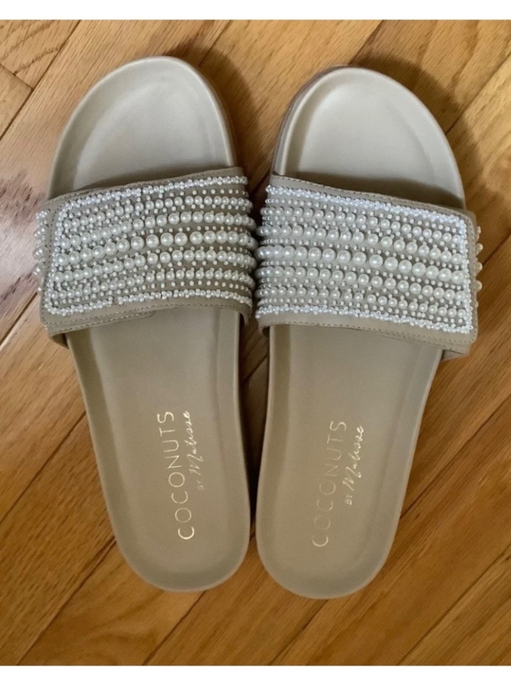 Coconuts by Matisse Reese Leather Slide Sandal Beige SZ 9